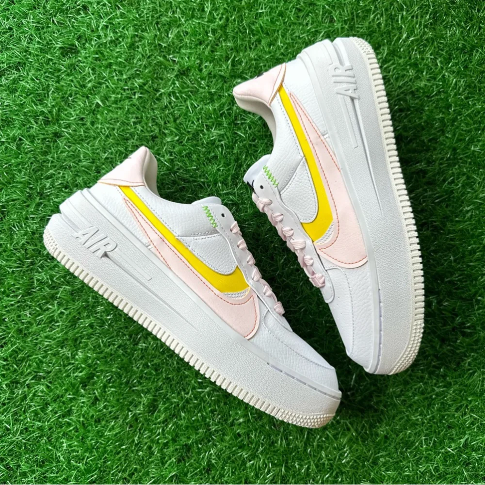 ✨New Nike Air Force 1 AF1 PLT.AF.ORM White / Pearl Pink - Opti Yellow - Picture 8 of 8